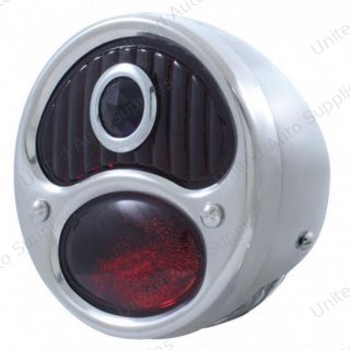 12V Tail Light Assembly With SS Housing & Blue Dot Glass Lens For 1928-31 Ford Model A - L/H
