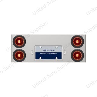 33-3/4" Stainless Rear Center Panel With 4X 13 LED 4" Abyss Lights & Grommets - Red LED/Clear Lens