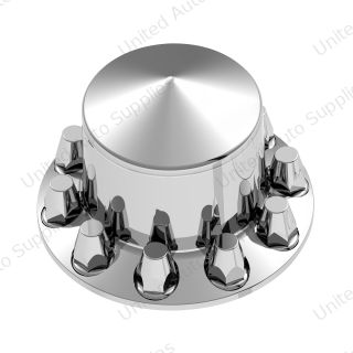 Pointed Rear Axle Cover With 33mm Standard Style Push-On Nut Covers - Chrome