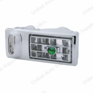 Chrome Plastic A/C Vent With Color Crystal For 2002-2005 Kenworth - Green Crystal - Driver