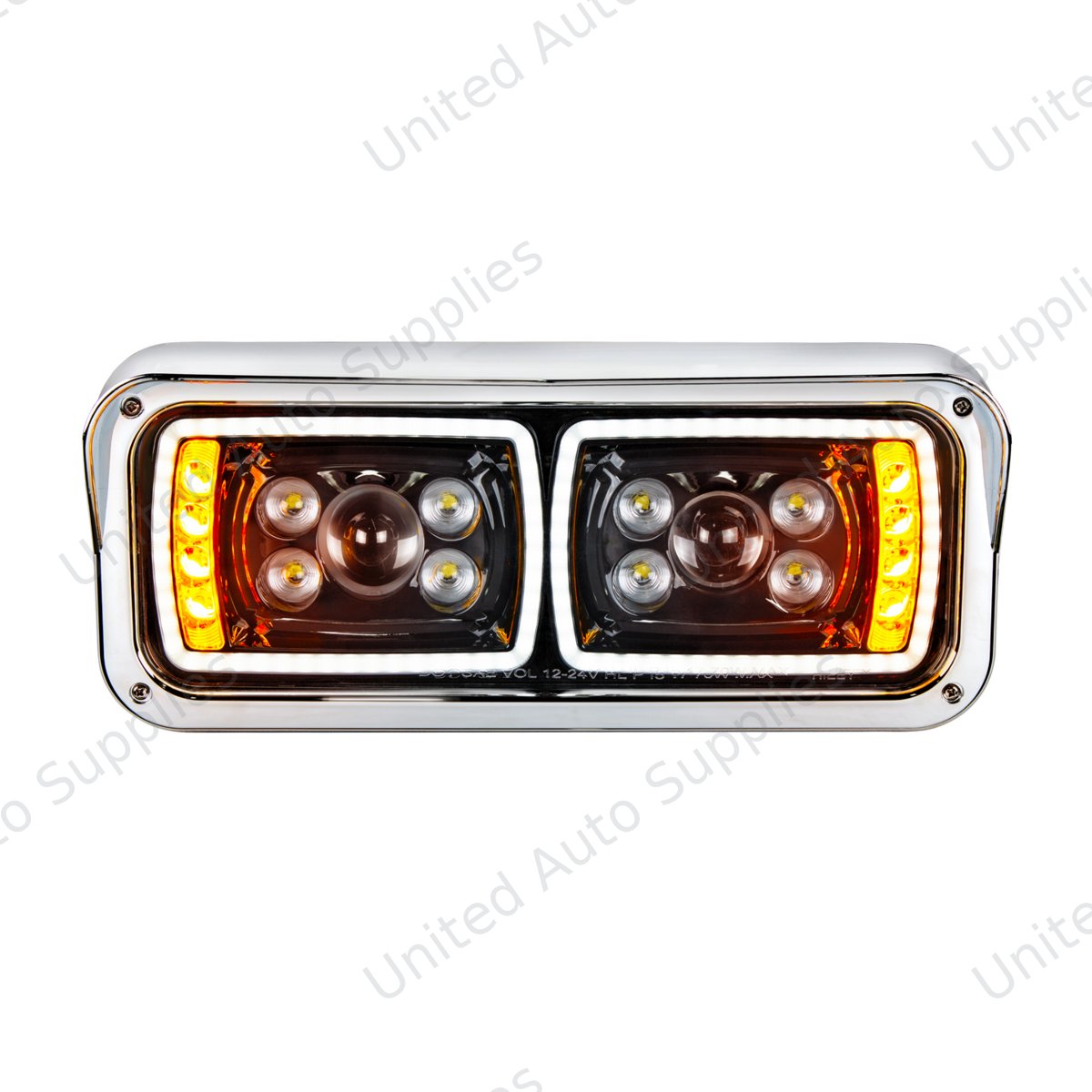 10 High Power LED "Blackout" Projection Headlight With LED Turn Signal & Position Light Bar - Driver