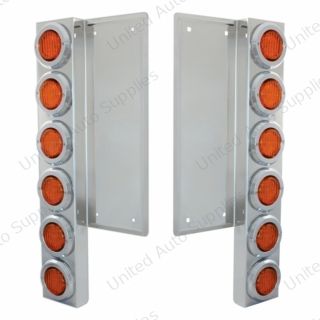 FL SS Front Air Cleaner Bracket W/12X 9 LED 2" Lights & Bezels -Amber LED & Lens