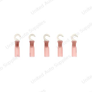 22-18 AWG #10 Stud CS Heat Shrink Hook Terminal - Red (5-Pack)