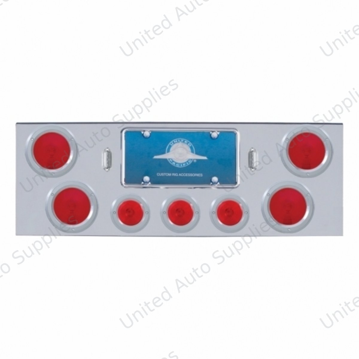 Chrome Rear Center Panel With Four 4" Lights & Three 2.5" Lights & Bezels