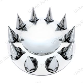 Dome Front Axle Cover With 33mm Spike Thread-On Nut Covers - Chrome