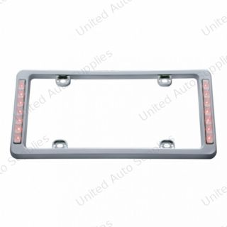 14 LED Chrome License Plate Frame - Red LED/Clear Lens