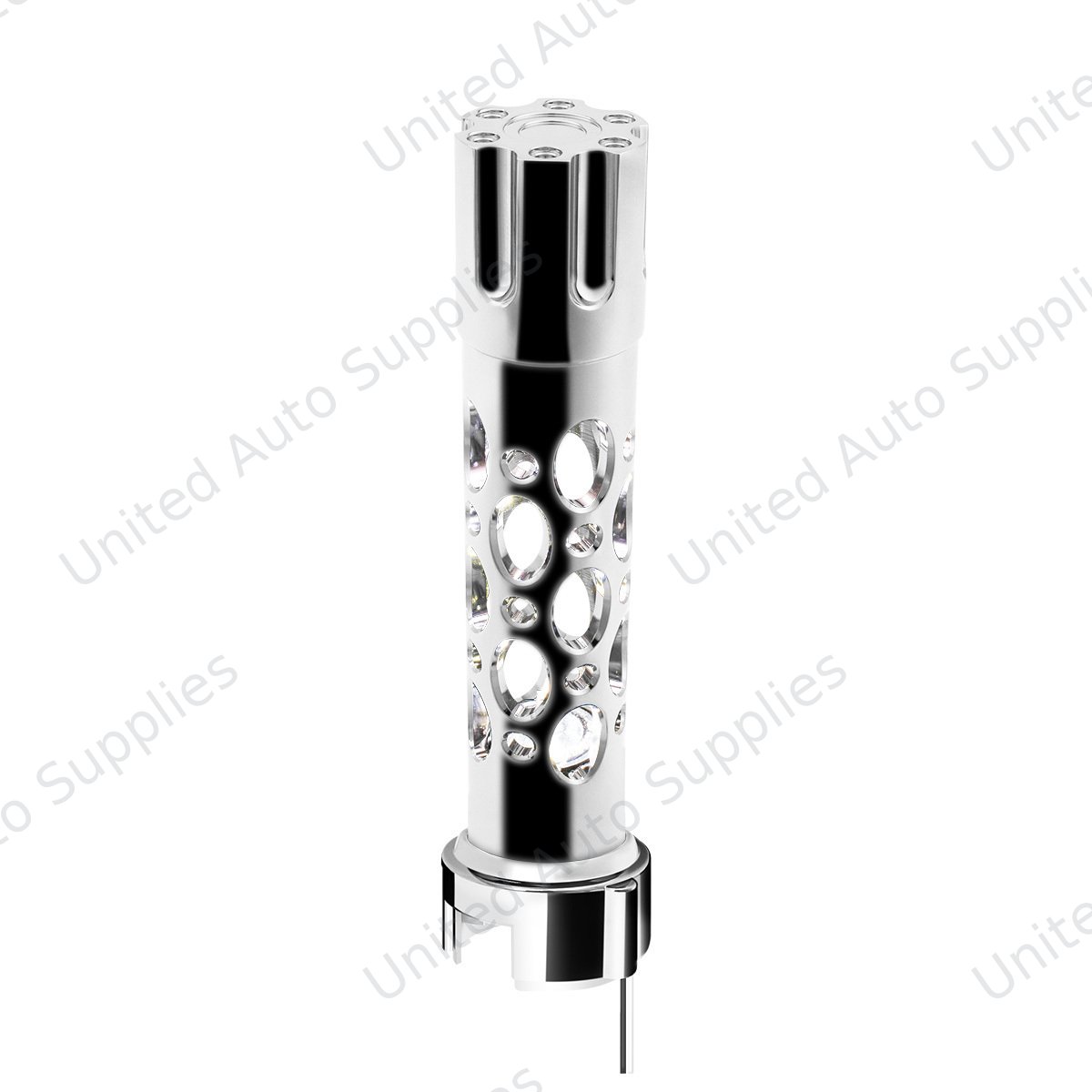 Austin Gun Cylinder Gearshift Knob With LED 13/15/18 Speed Adapter - Chrome/White LED