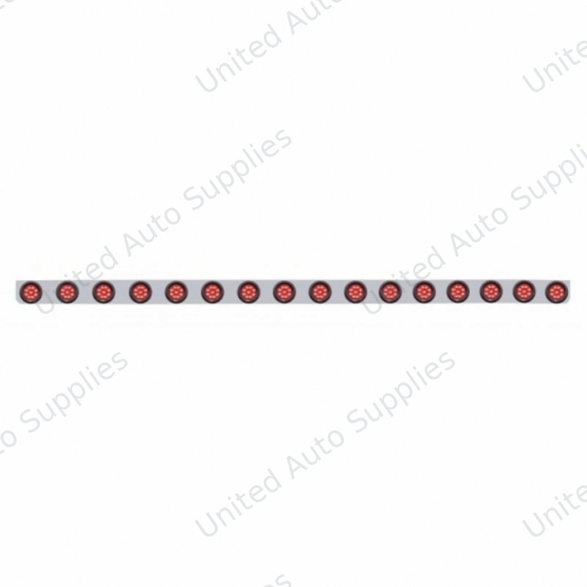 79-1/2" Stainless Bumper Light Bracket With 16X 9 LED 2" Light & Grommets - Red LED/Red Lens