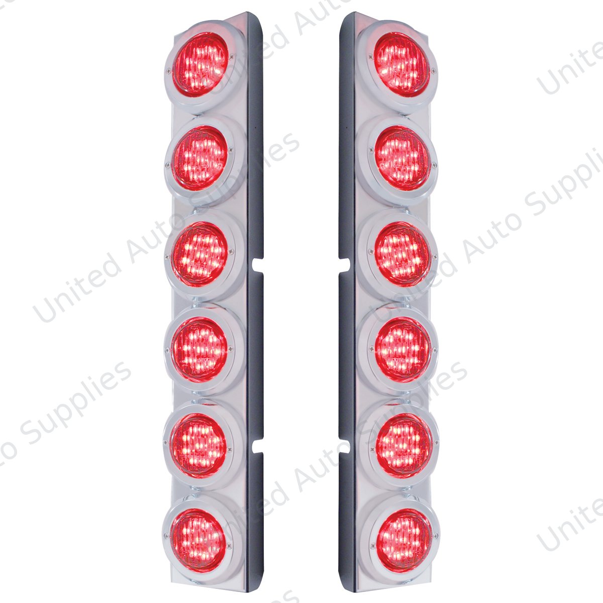 Rear Air Cleaner Bracket With 12 Flat LED Lights & Bezel For Peterbilt- Red LED/Red Lens
