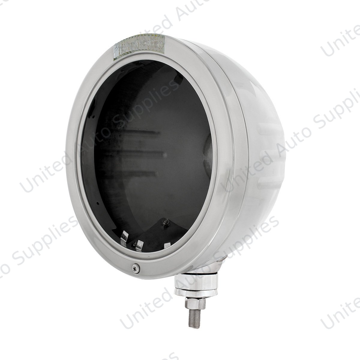 Stainless Steel Bullet Embossed Stripe Headlight No Bulb With LED Signal - Clear Lens