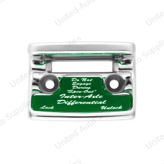 Chrome Plastic Axle/Differential Switch Guard With Glossy Sticker For 1990-2010 Freightliner Classic-Green