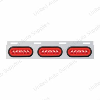 Stainless Top Mud Flap Bracket With 3X 22 LED 6" Oval GloLight & Grommets - Red LED/Red Lens (Each)