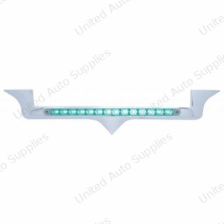 Chrome Hood Emblem Trim With 14 LED Light Bar For Kenworth - Green LED/Clear Lens