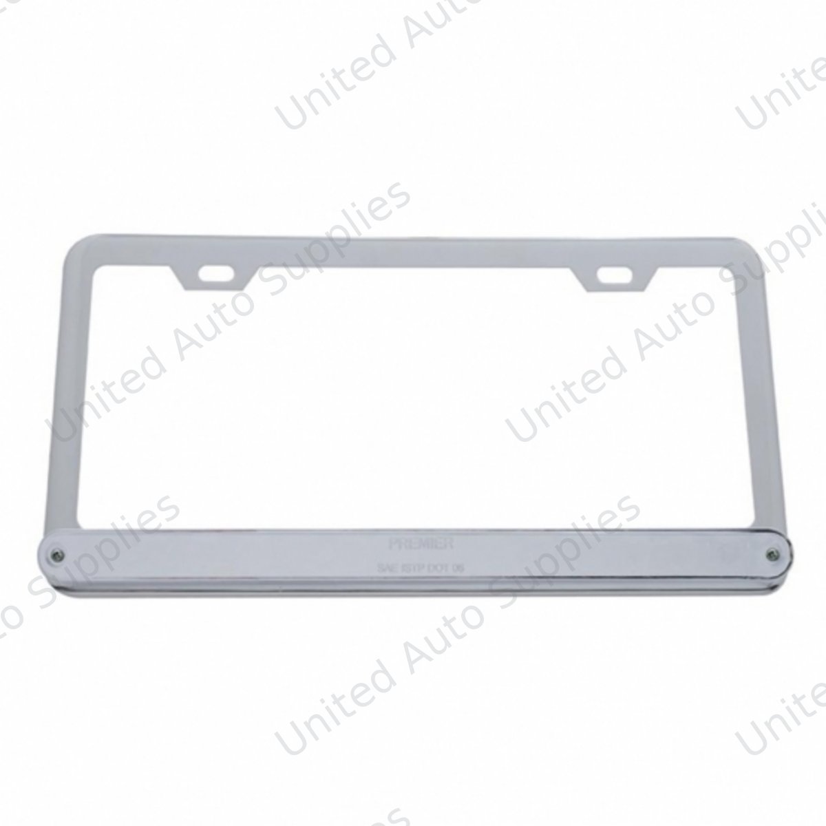 Chrome License Plate Frame With 14 LED 12" Light Bar - Amber LED/Chrome Lens
