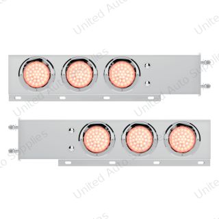 3-3/4" Bolt Pattern Deluxe SS Spring Loaded Bar W/6X 36 LED 4" Light & Visors -Red LED/Clear Lens (Pair)