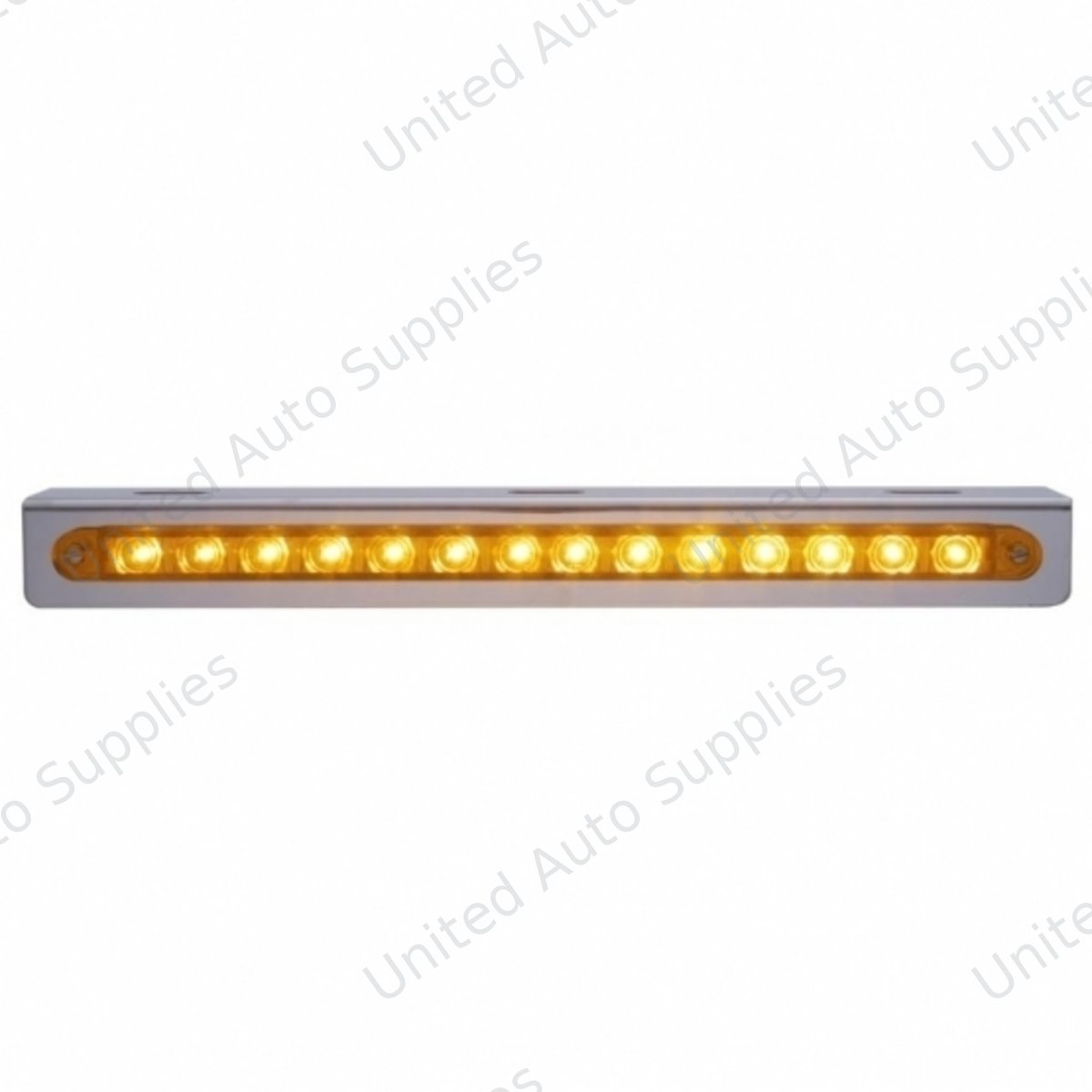 12-3/4" Stainless Light Bracket With 14 LED 12" Light Bar - Amber LED/Amber Lens