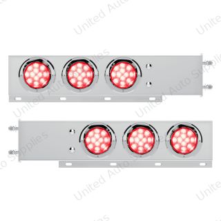3-3/4" Bolt Pattern Deluxe SS Spring Loaded Bar W/6X 12 LED 4" Light & Visors -Red LED & Lens (Pair)