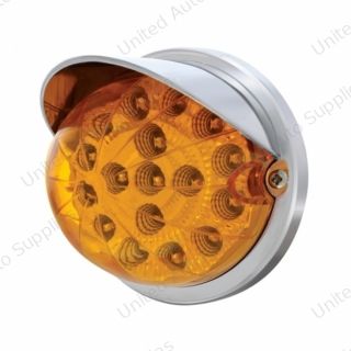 17 LED Watermelon Clear Reflector Flush Mount Kit With Visor - Amber LED/Amber Lens