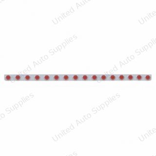 79-1/2" Stainless Bumper Light Bracket With 16X 9 LED 2" Lights & Bezels - Red LED/Red Lens