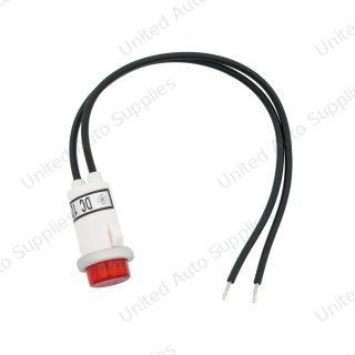 16 Amp 12V Red Warning Light w/ 1/2" Panel Mount and Leads 1 Pc.