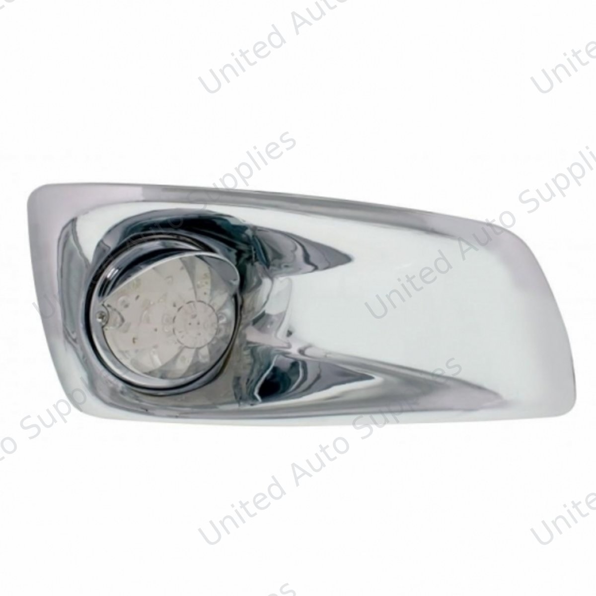 Fog Light Cover With Amber LED Watermelon Light & Visor For 2007-17 KW T660- Passenger -Clear Lens