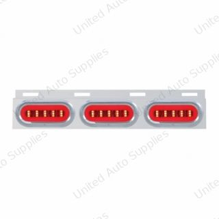 Stainless Top Mud Flap Bracket With 3X 22 LED 6" Oval GloLight & Visors - Red LED/Clear Lens (Each)
