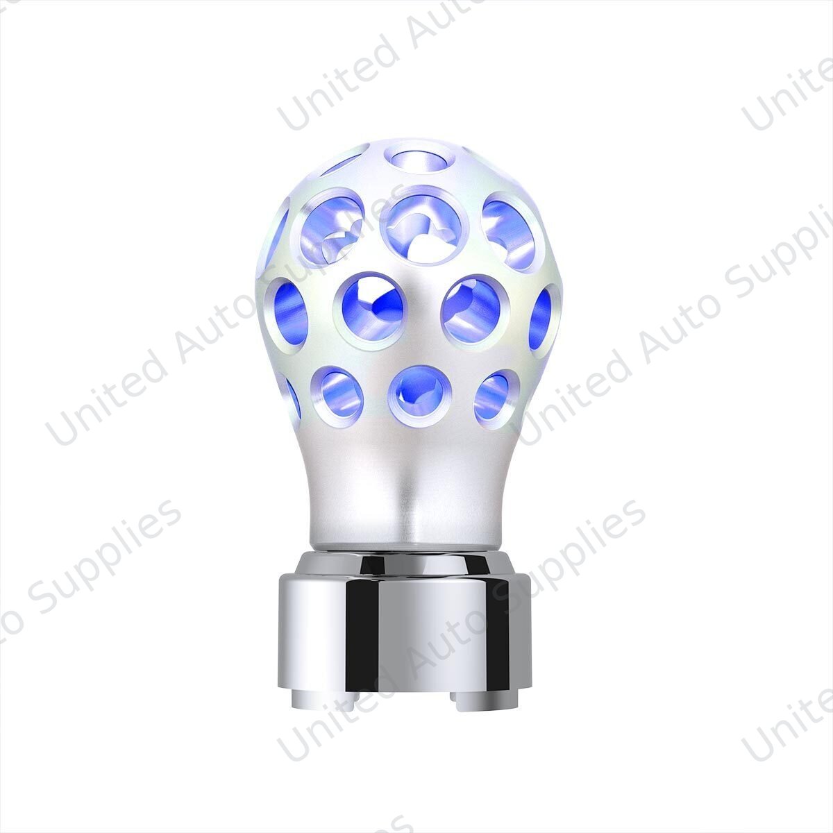 Thread-On Annodized Phoenix Ball Gearshift Knob With LED 9/10 Speed Adapter-Blue LED