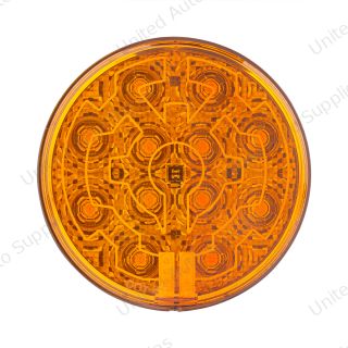 12 LED 4" Round Light (Turn Signal) With Heated Lens - Amber LED/Amber Lens
