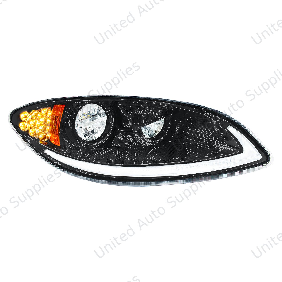 Blackout LED Headlight With LED Light Bar & Turn Signal For 2006-2017 International Prostar-Passenger