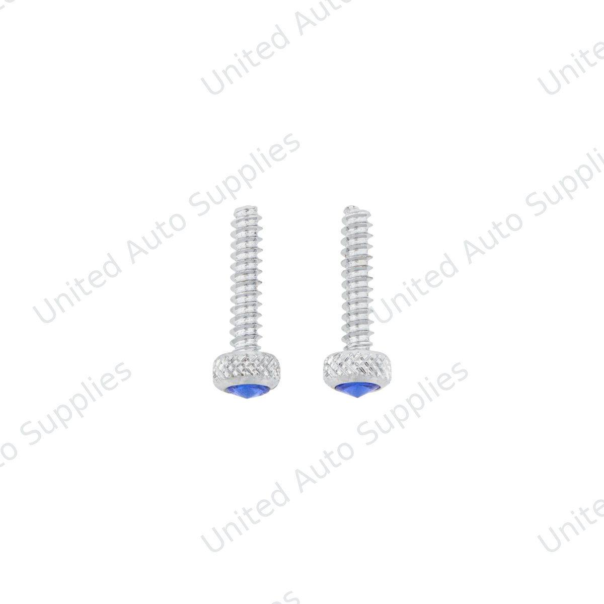 Chrome Short Dash Screw For Freightliner With Blue Crystal (2-Pack)