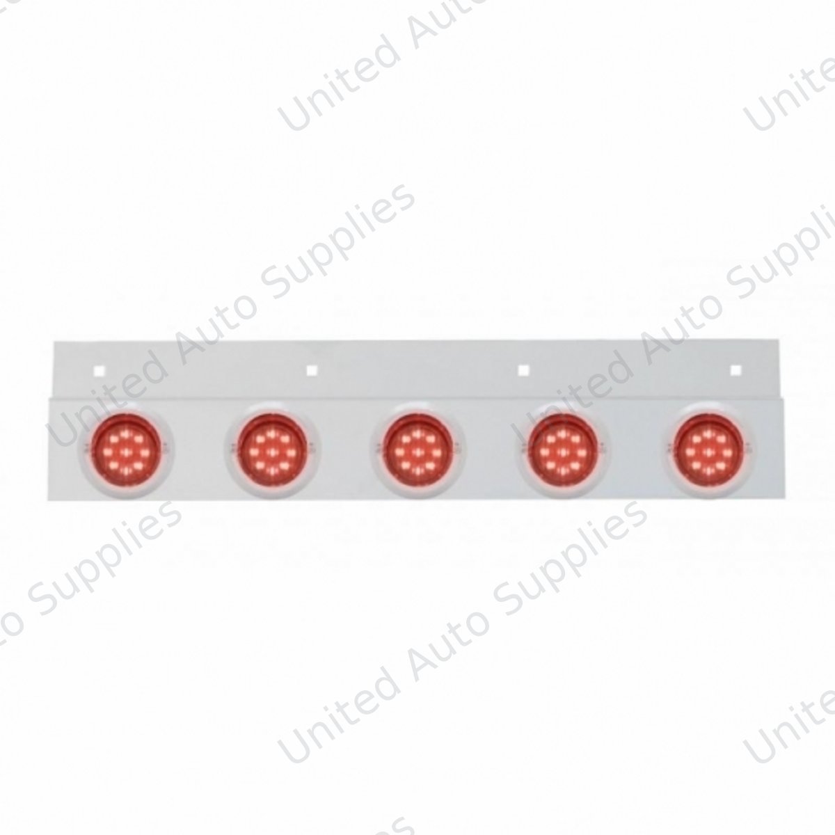 Stainless Top Mud Flap Plate With 5X 9 LED 2" Lights & Visors - Red LED/Red Lens (Each)