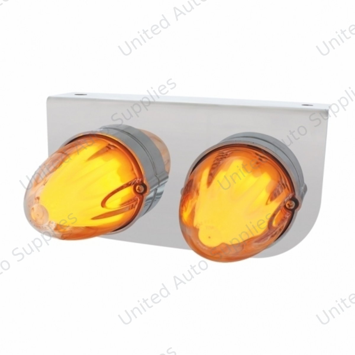Stainless Light Bracket With 2X 9 LED Dual Function Watermelon GloLight - Amber LED/Clear Lens