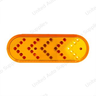 35 LED 6" Reflector Oval Sequential Turn Signal Light - Amber LED/Amber Lens