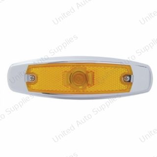 Single Halogen Bulb Light (Clearance/Marker) With SS Bezel - Amber Lens (Bulk)