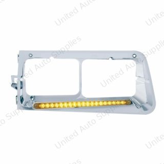 19 LED Headlight Bezel For 1989-2009 Freightliner FLD - Passenger - Amber LED/Amber Lens