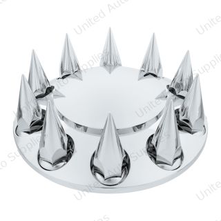 Dome Front Axle Cover With 33mm x 4-3/4" Super Spike Push-On Nut Covers - Chrome