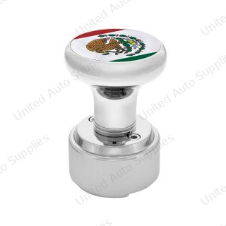 Thread-On Gearshift Knob With 9/10 Speed Adapter & Mexico Flag Sticker - Chrome