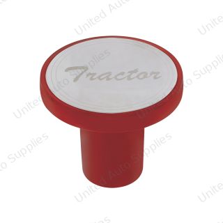Aluminum Screw-On Air Valve Knob With Stainless Tractor Plaque - Candy Red