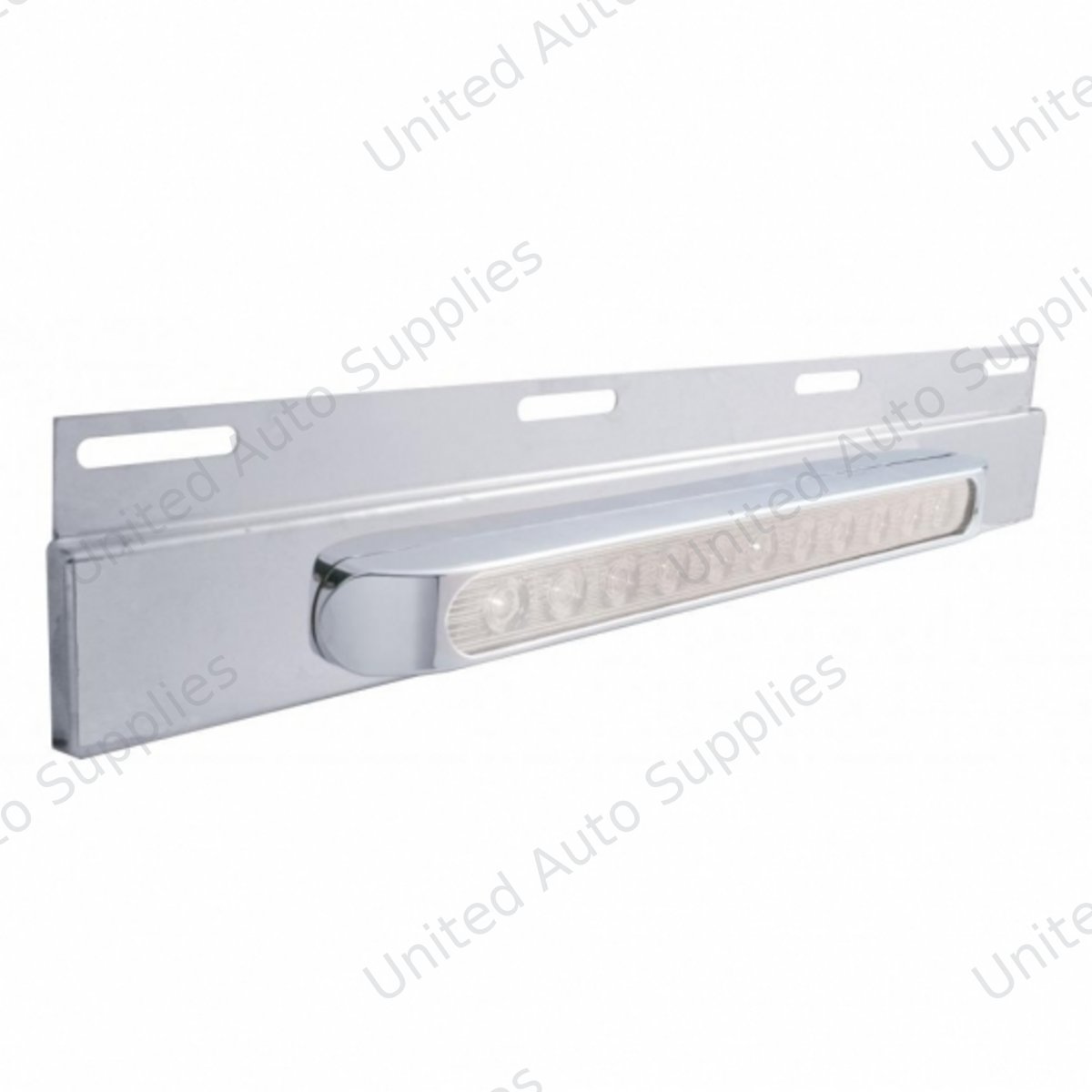 Stainless Top Mud Flap Plate With 11 LED 17" Light Bar & Bezel - Amber LED/Clear Lens (Each)