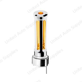 Thread-On Chrome Sonoma Gearshift Knob With LED 9/10 Speed Adapter-Amber Crystal/Amber LED