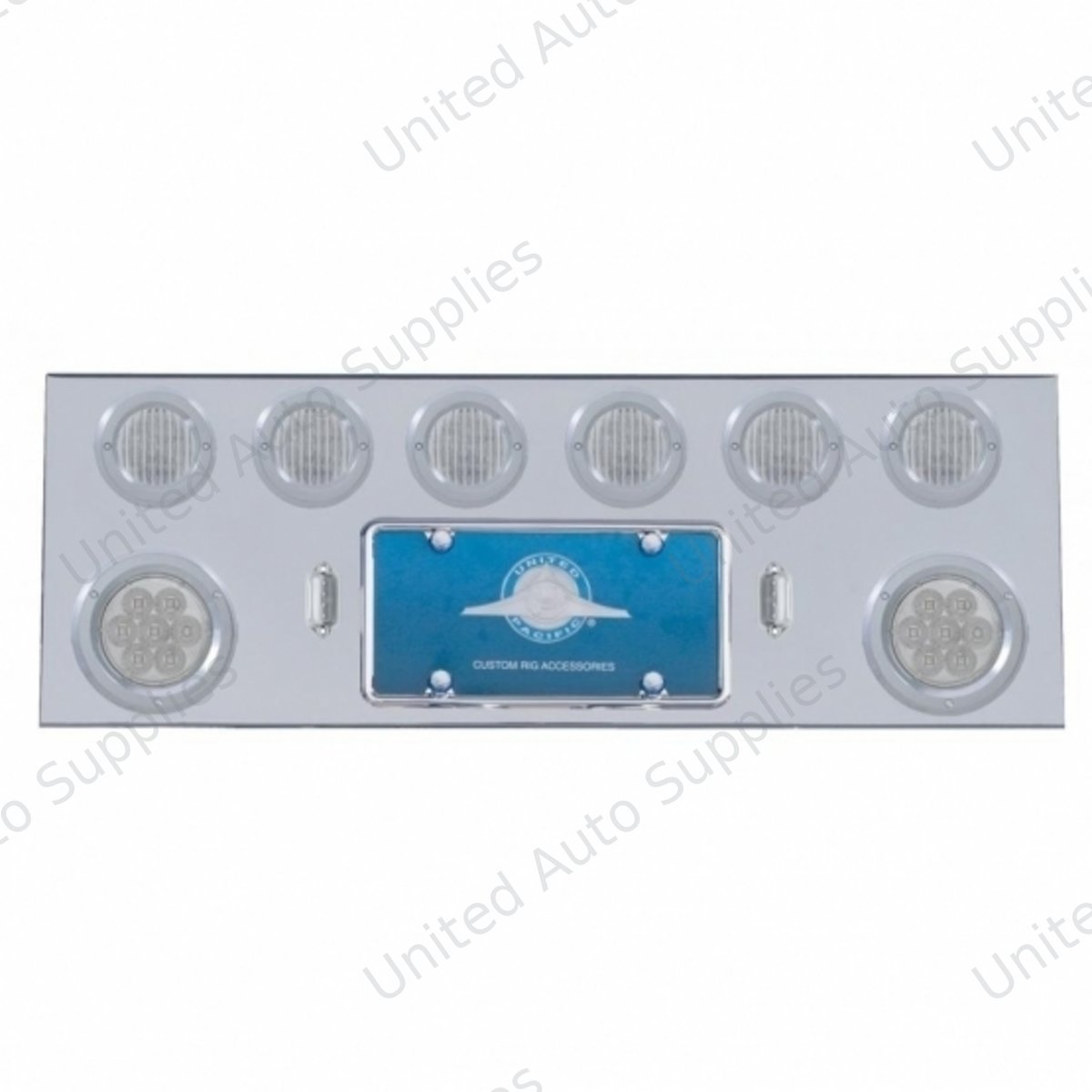 SS Rear Center Panel With 2X 7 LED 4" Reflector Light & 6X 13 LED 2.5" Light & Bezel -Red LED/Clear Lens