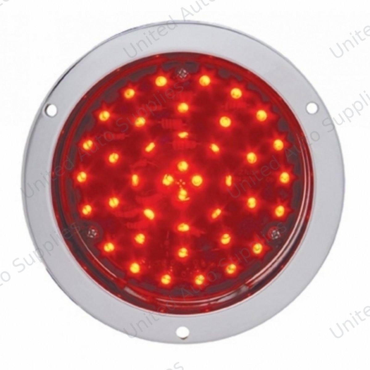 40 LED 4" Round Deep-Dish Stop, Turn & Tail Light With Flange Mount- Red LED/Red Lens