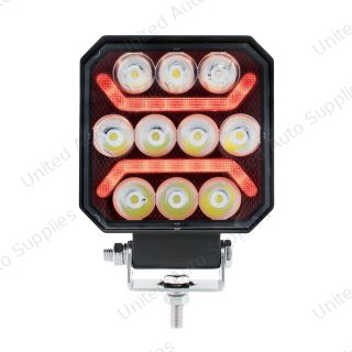 11 LED High Power LED Work Light With "U" Light Guide-Red
