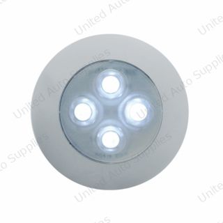 4 LED 1-3/4" Dome Light 3" Round Bezel-White LED/Clear Lens