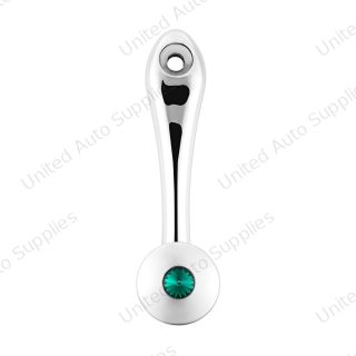 Chrome Die-Cast Window Crank With 16-Spline 7/16” OD Adapter - Green Crystal