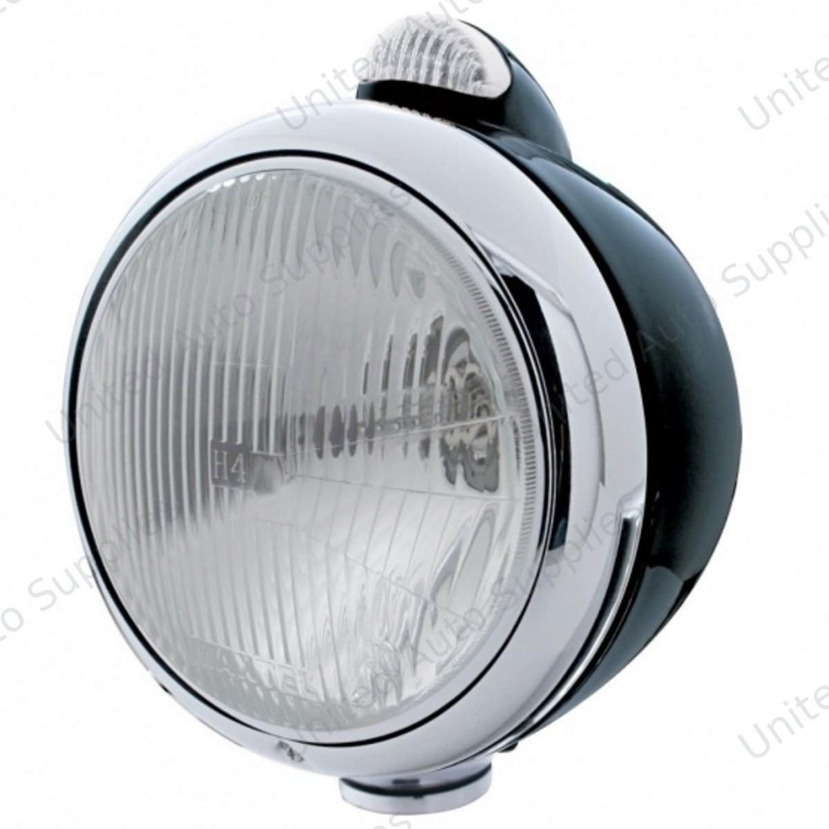 Black Guide 682-C Style Headlight H4 & LED Turn Signal - Clear Lens