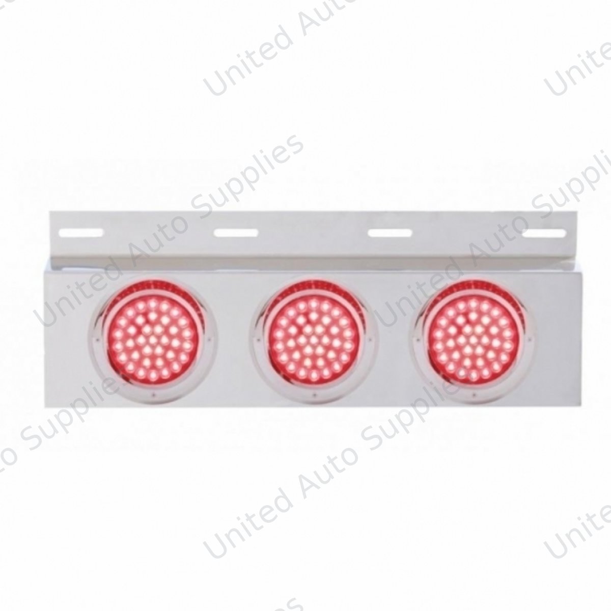 Stainless Top Mud Flap Plate With 3X 36 LED 4" Lights & Visors - Red LED/Red Lens (Each)