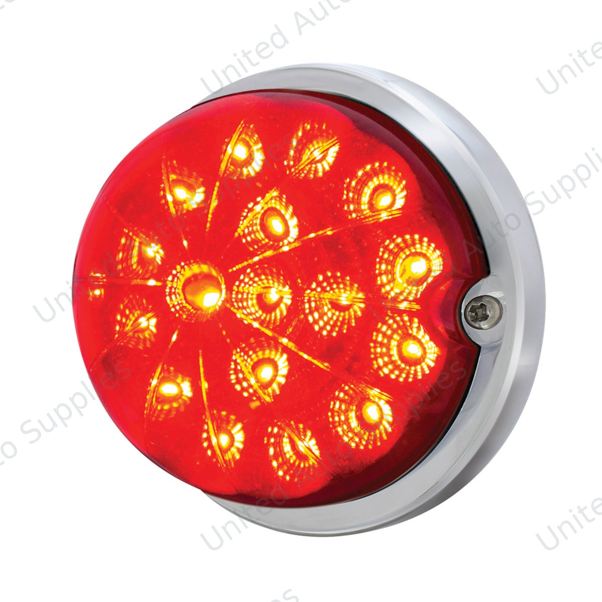 17 LED Dual Function Watermelon Clear Reflector Flush Mount Kit With Low Profile Bezel -Red LED & Lens
