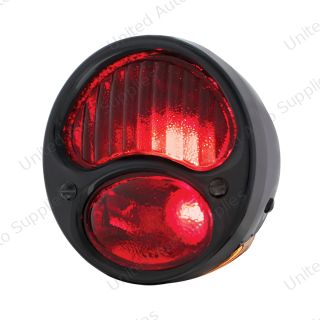 12V Tail Light Assembly With Black Housing, All Red Lens For 1928-31 Ford Model A - L/H