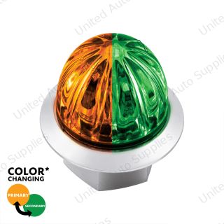 Double Fury 4 LED 1-1/8" Watermelon Clearance/Marker Light- Amber & Green LED/ Clear Lens